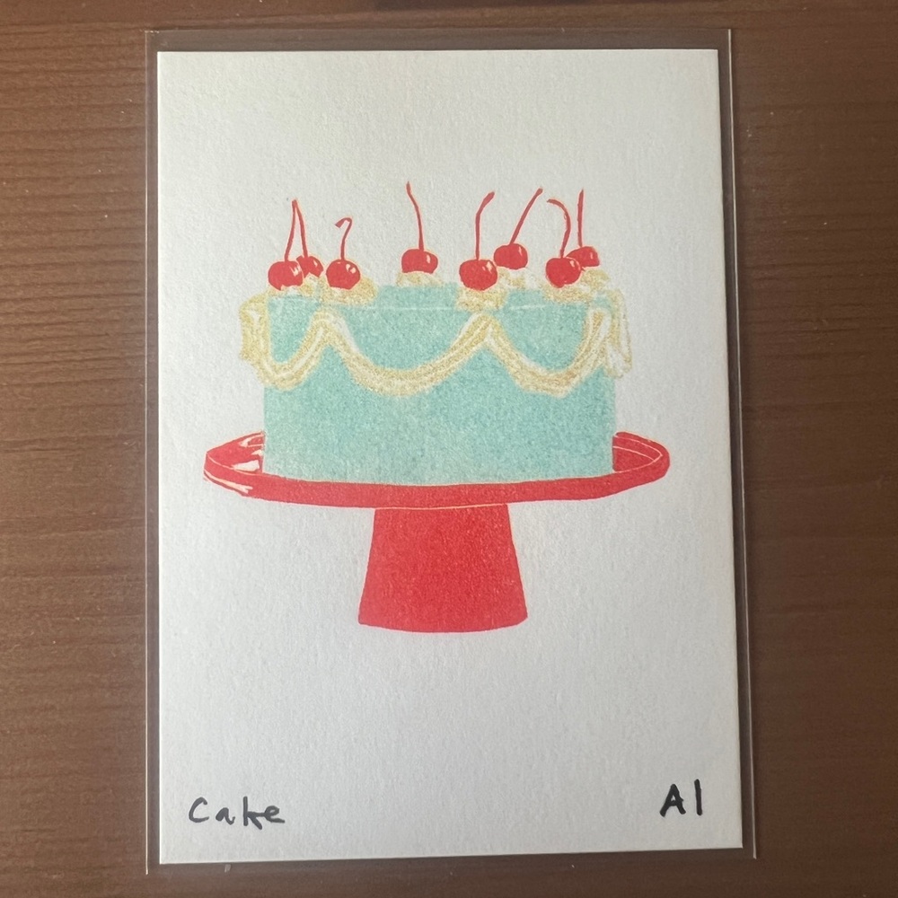 1 Cake with Cherries Mini Art Print from Inciardi Machines Collectable